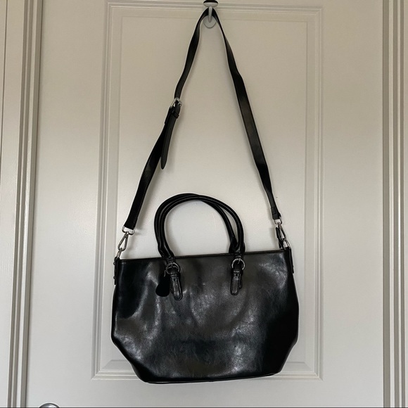 NWOT Heshe Leather Handbag/Tote/Purse BLACK - Picture 3 of 10